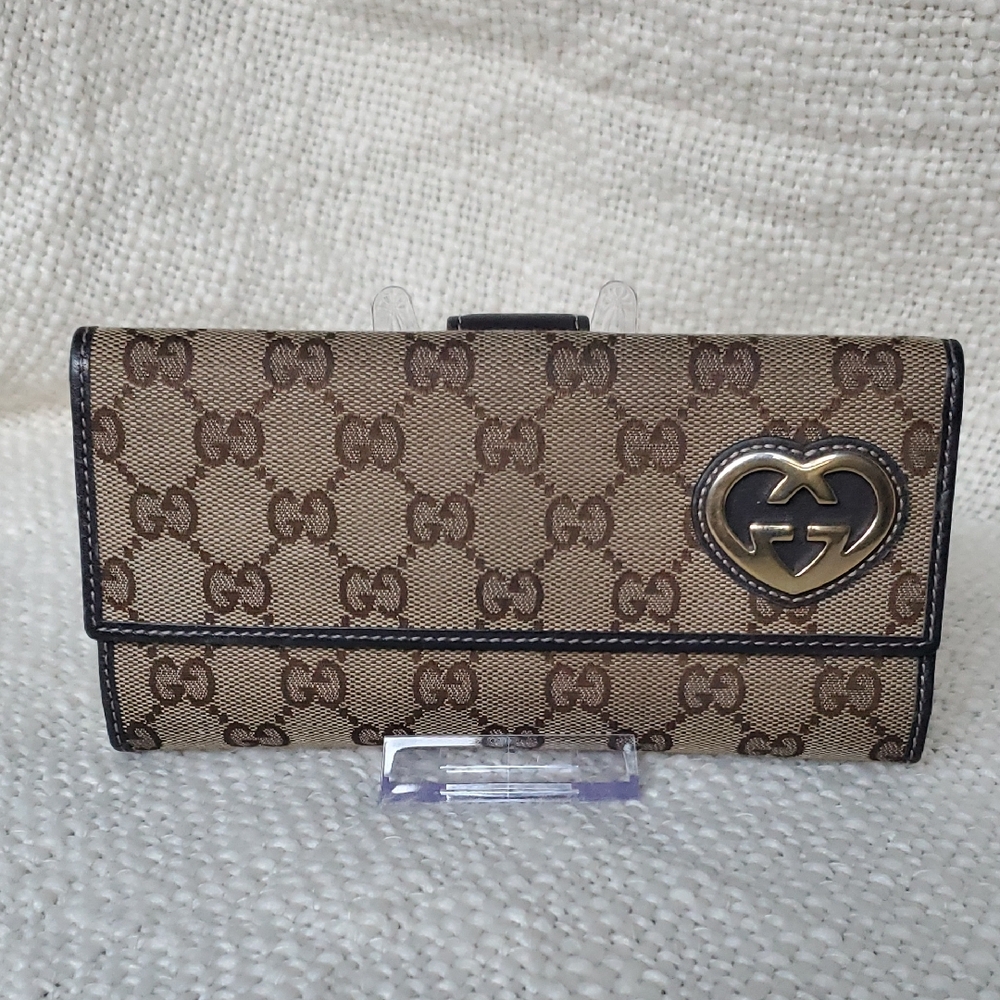Gucci Tan and Brown Monogram Wallet